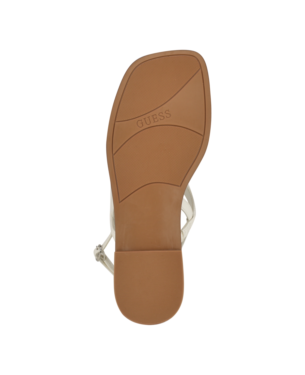 Shop Guess Women's Rainey Logo Sqaure Toe T-strap Flat Sandals In White