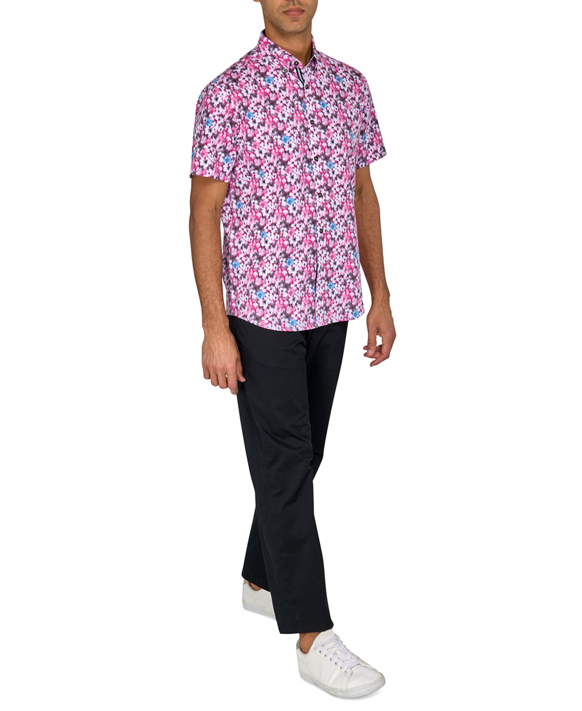 Society of Threads Men's Regular-Fit Non-Iron Performance Stretch Blurred Floral Button-Down Shirt