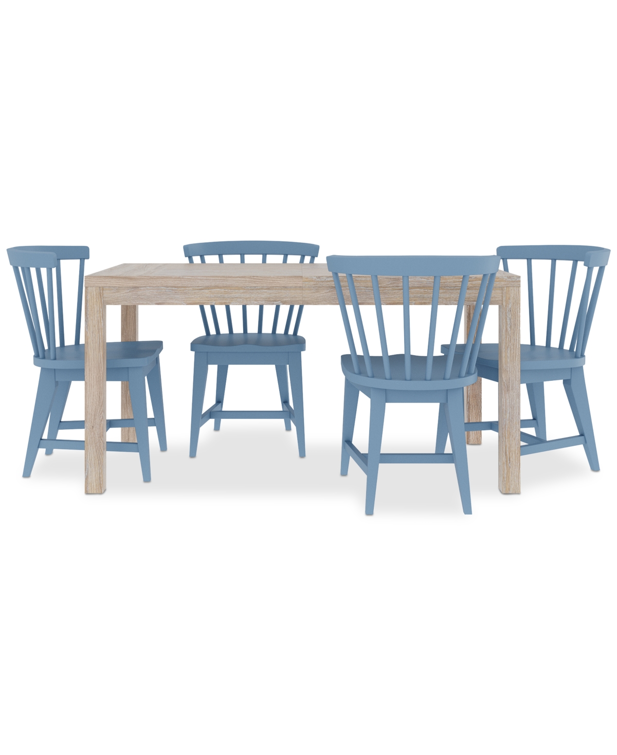 Macy's Catriona 5pc Dining Set (rectangular Dining Table + 4 Wood Side Chairs) In Blue