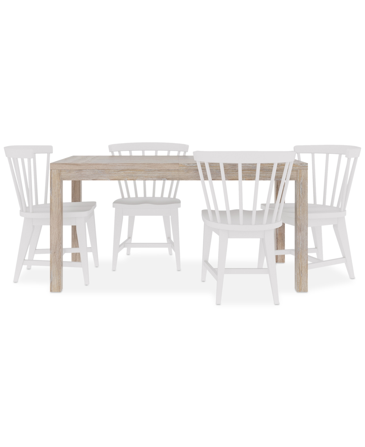 Macy's Catriona 5pc Dining Set (rectangular Dining Table + 4 Wood Side Chairs) In White