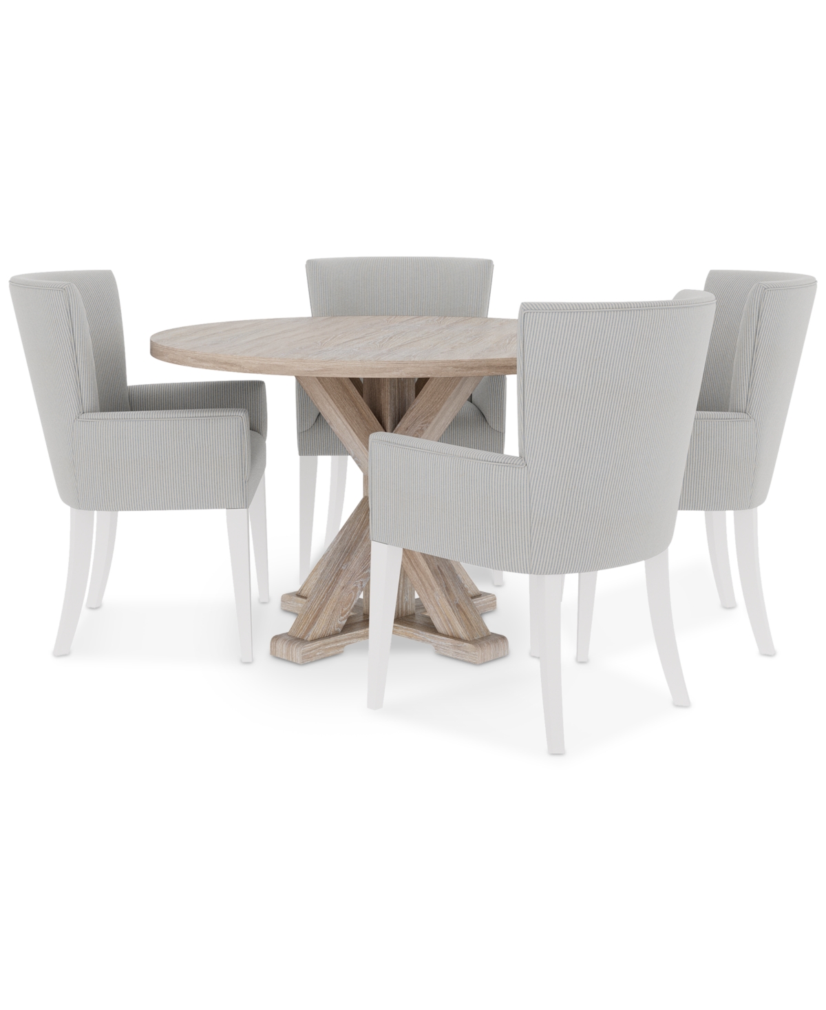 Shop Macy's Catriona 5pc Dining Set (round Dining Table + 4 Upholstered Arm Chairs) In No Color