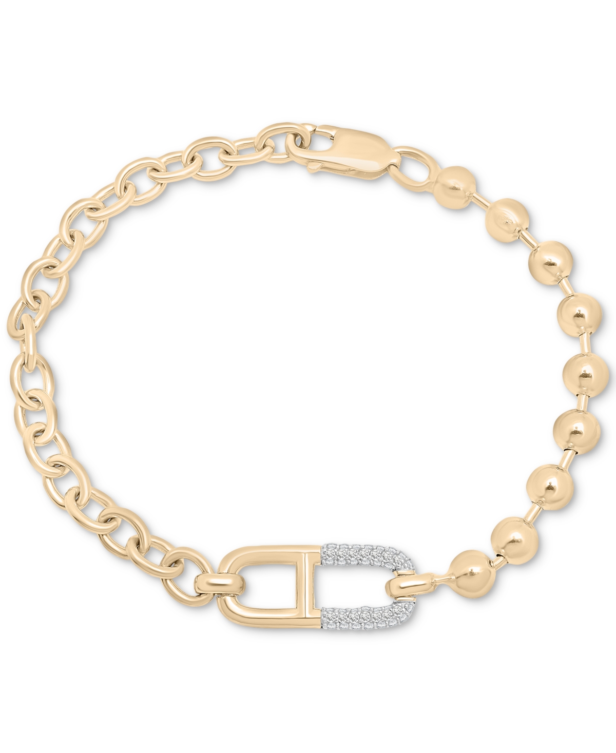 Diamond Horizontal Link Two-Chain Bracelet (1/5 ct. t.w.) in Gold Vermeil, Created for Macy's - Gold Vermeil