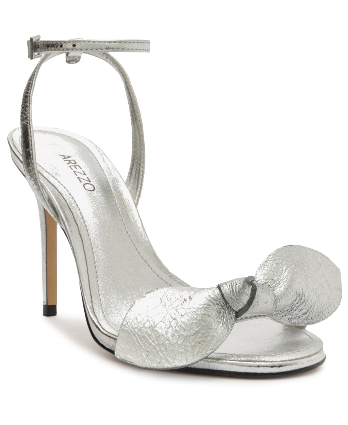 Arezzo Womens Solid Man Made Slingback Heels In Silver