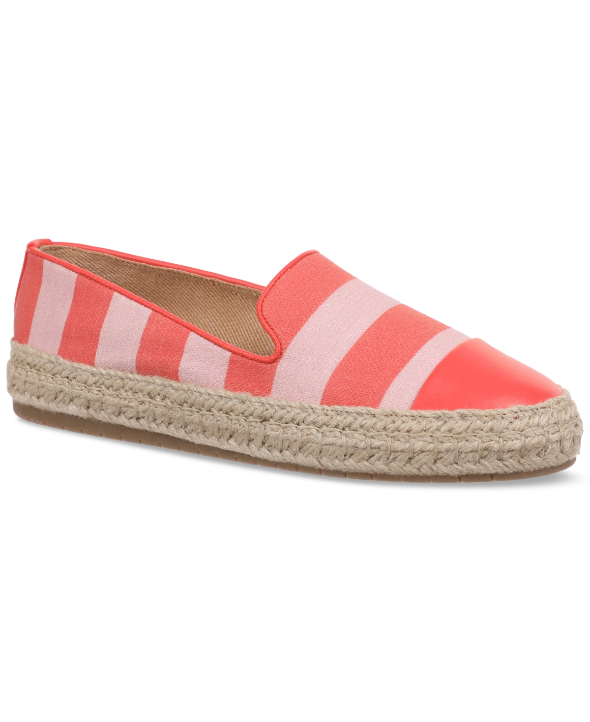 On 34th Women's Jaylee Embellished Slip-On Espadrille Flats, Created for Macy's -Pink Stripe