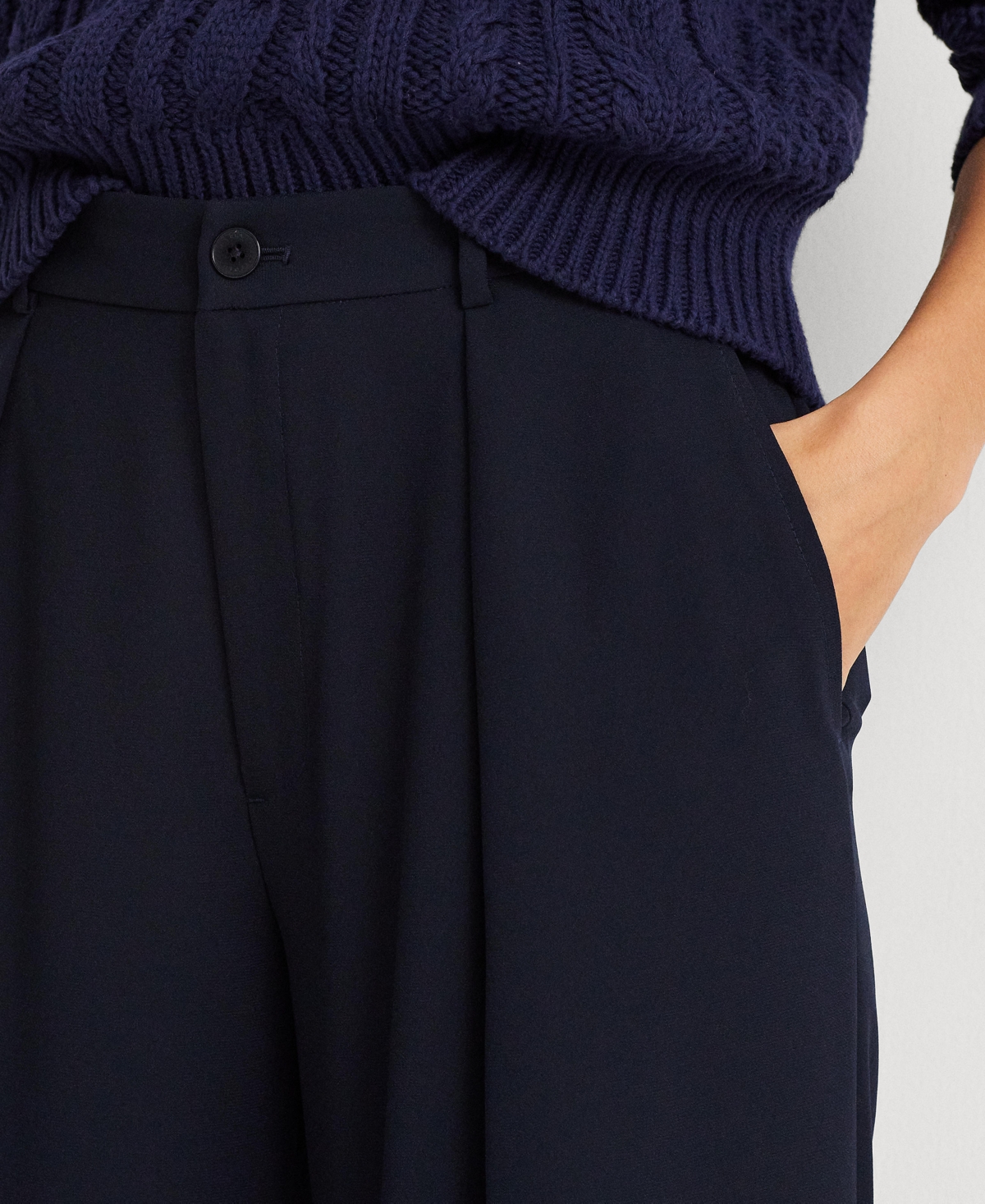 Shop Ralph Lauren Women's Double-faced Georgette Wide-leg Pants, Regular & Petite