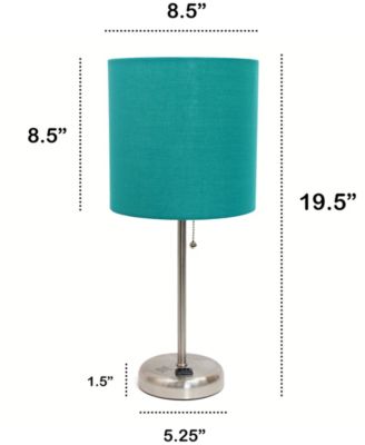 Oslo 19.5" Contemporary Bedside Standard Metal Table Desk Lamp with White Drum Fabric Shade
