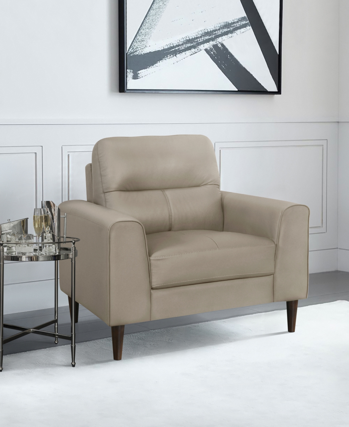 Homelegance White Label Tabor 37" Leather Match Chair In Beige