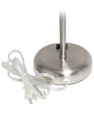 Oslo 19.5" Contemporary Bedside Standard Metal Table Desk Lamp with White Drum Fabric Shade