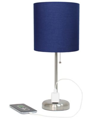 Oslo 19.5" Contemporary Bedside Standard Metal Table Desk Lamp with White Drum Fabric Shade