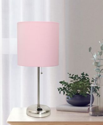Oslo 19.5" Contemporary Bedside Standard Metal Table Desk Lamp with White Drum Fabric Shade