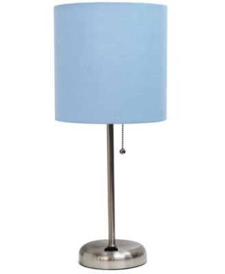 Oslo 19.5" Contemporary Bedside Standard Metal Table Desk Lamp with White Drum Fabric Shade
