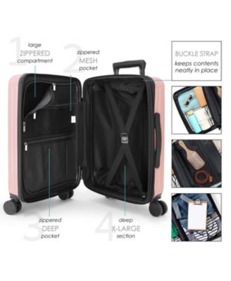 22" Hard Shell Lightweight Carry On Luggage Airline Approved with Smart Organization and Attachable Cosmetic Case