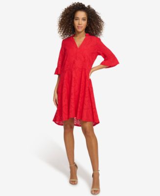 Macy's red high low fashion dress