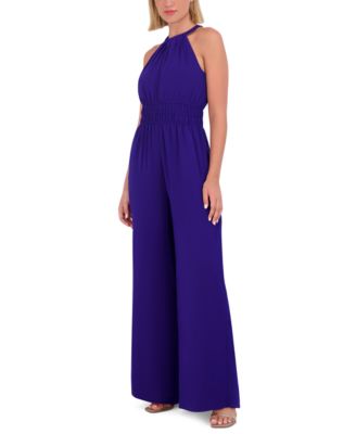 Vince Camuto - Women's Chiffon Halter-Neck Wide-Leg Jumpsuit