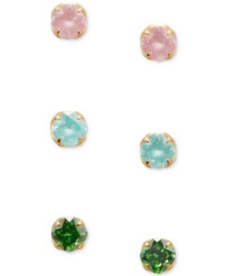 Gold-Tone Color Cubic Zirconia Stud Earrings