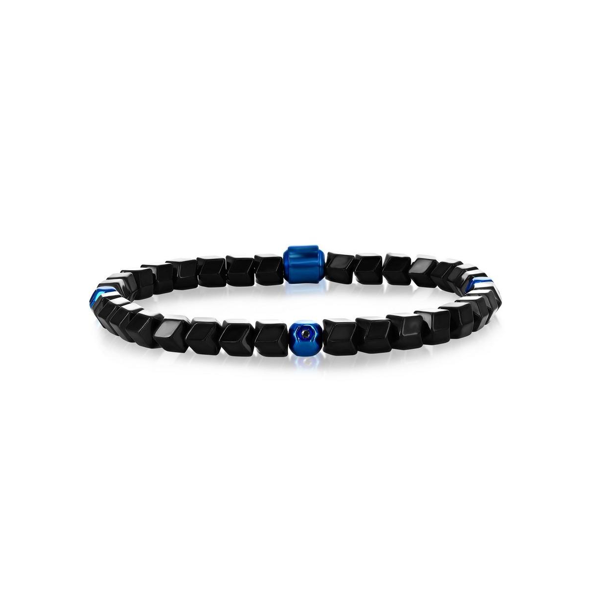 Stainless Steel Multi-Cut Bead Bracelet - Blue  Black