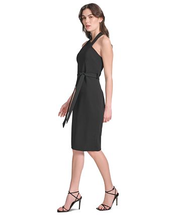 Calvin Klein Women's Belted Sheath Dress White Size 16