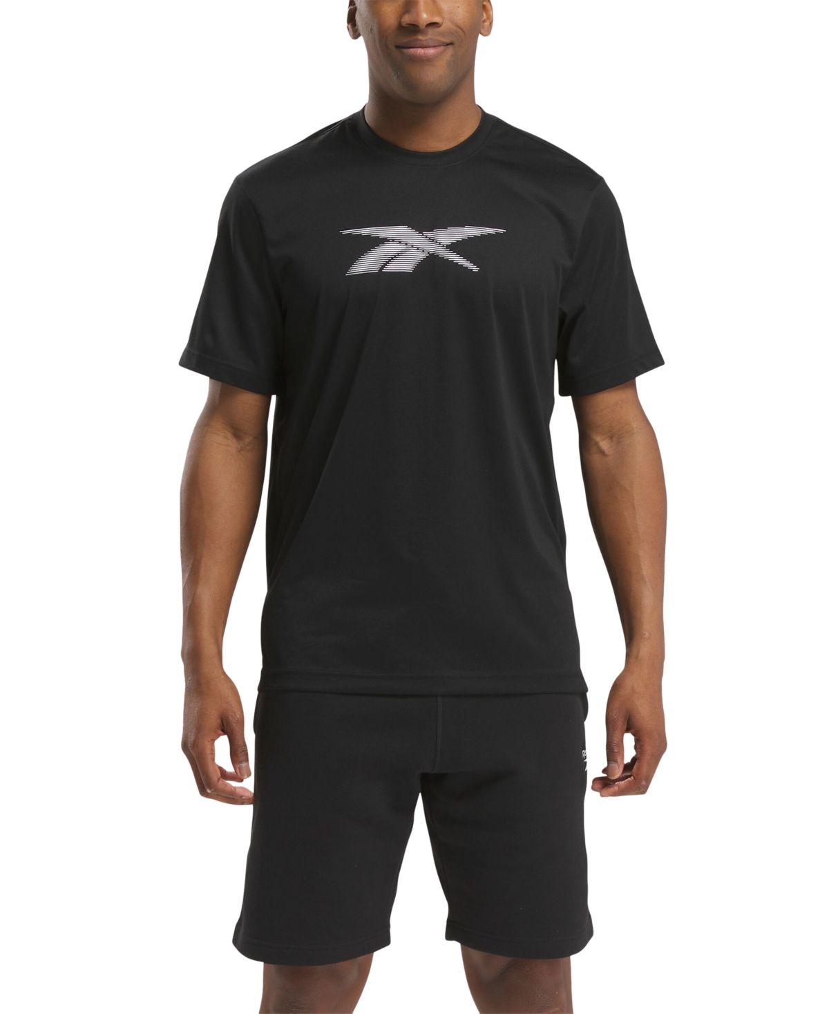 Shop Reebok Men's Vector Performance Short Sleeve Logo Graphic T-shirt In Black,white