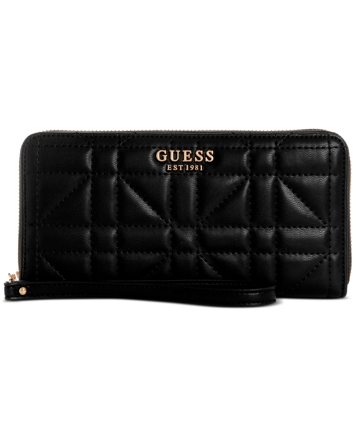 Shop Guess Assia Large Zip Around Wallet In Black