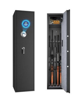 Slickblue Biometric Fingerprint Rifle Safe Quick Access 5-Gun Cabinet ...