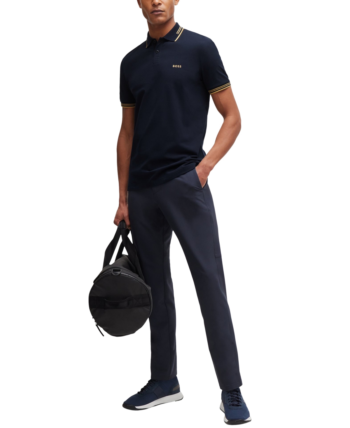 Hugo Boss Paul Mens Short Sleeve Polo Shirt With Contrast Tipping Nos In Blue