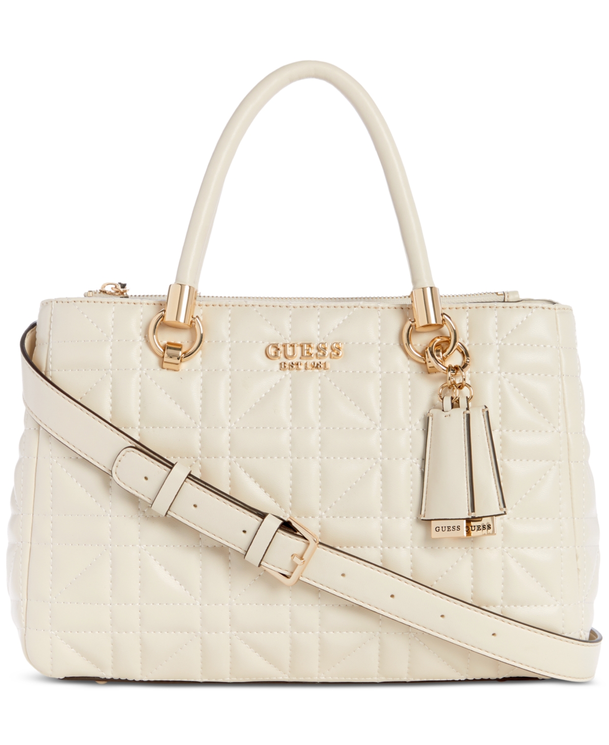Shop Guess Assia High Society Satchel In Stone