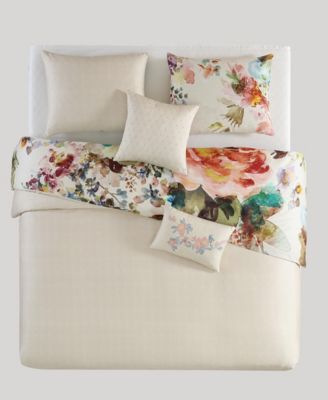 Antique Flowers 200-Thread Count Cotton Sateen 5-Pc. Reversible Comforter Set, King