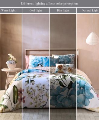 Maia Blue Bedding 200 Thread Count 100% Cotton Sateen 5 Piece Reversible Queen Comforter Set