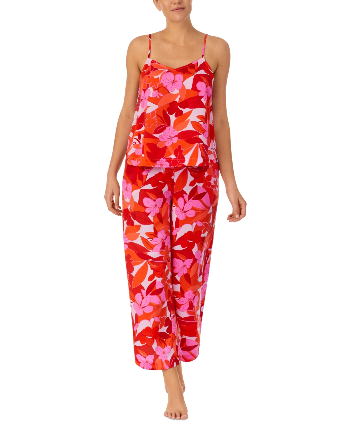 Shop Sanctuary Women's 2-pc. Cami Cropped Pajamas Set In Coral Flowers