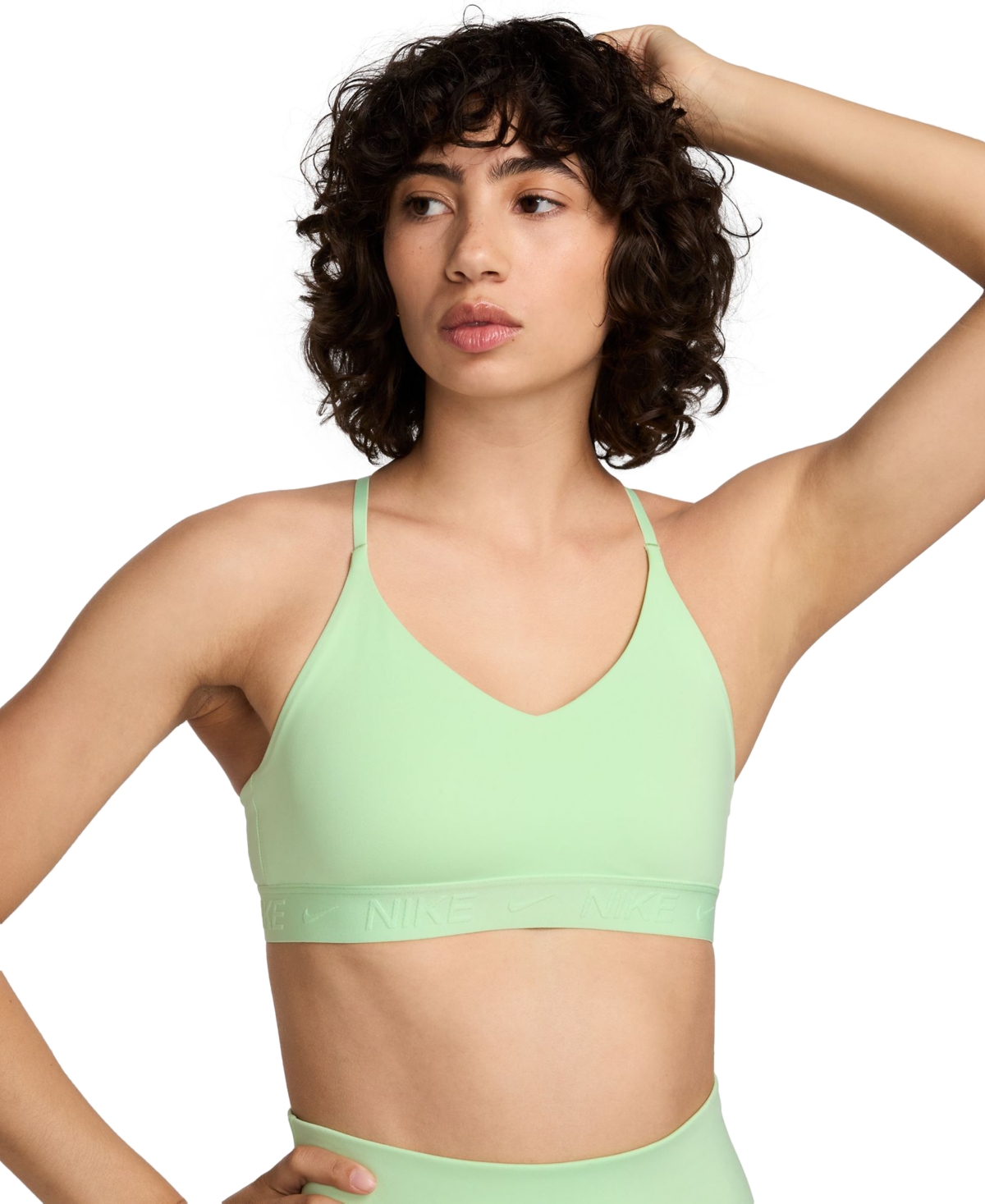 Shop Nike Women's Indy Light-support Padded Adjustable Sports Bra In Vapor Green,vapor Green