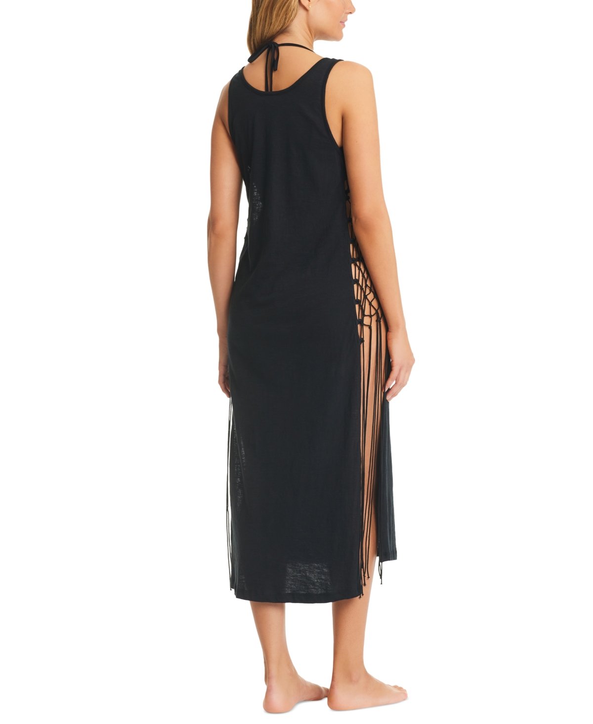 Shop Red Carter Women's Cotton Open-side Cover-up Dress In Black