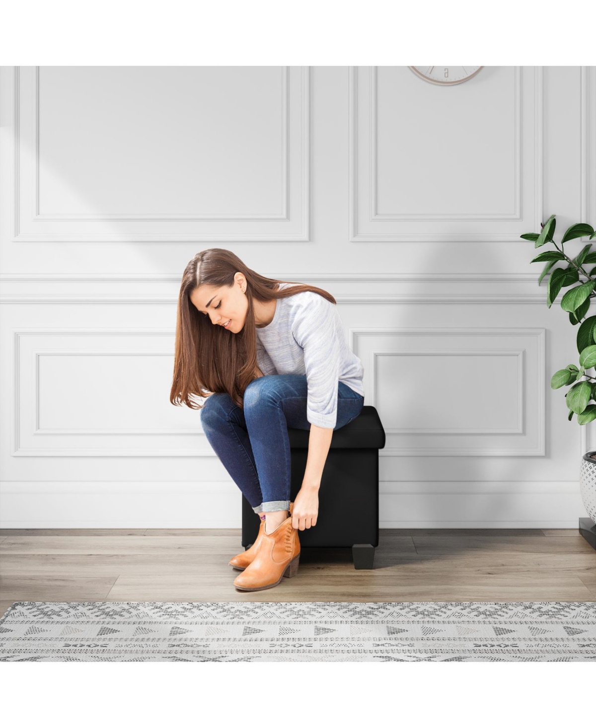 Nestl Inch Ottoman Storage Bench with Bins