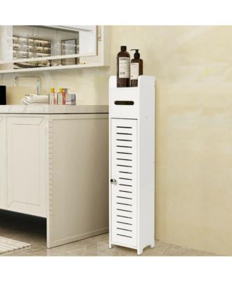 Small Bathroom Storage Corner Floor Cabinet-White