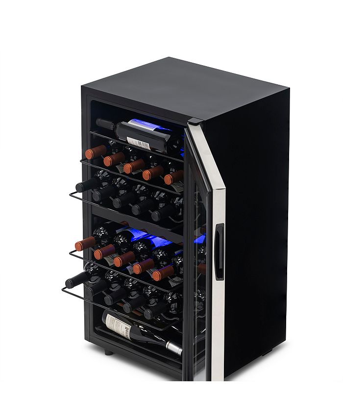 Newair Freestanding 28 Bottle Dual Zone Compressor Wine Fridge in Stainless Steel, Adjustable