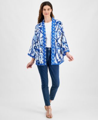 Style & Co Women's Printed Reversible Open-Front Kimono