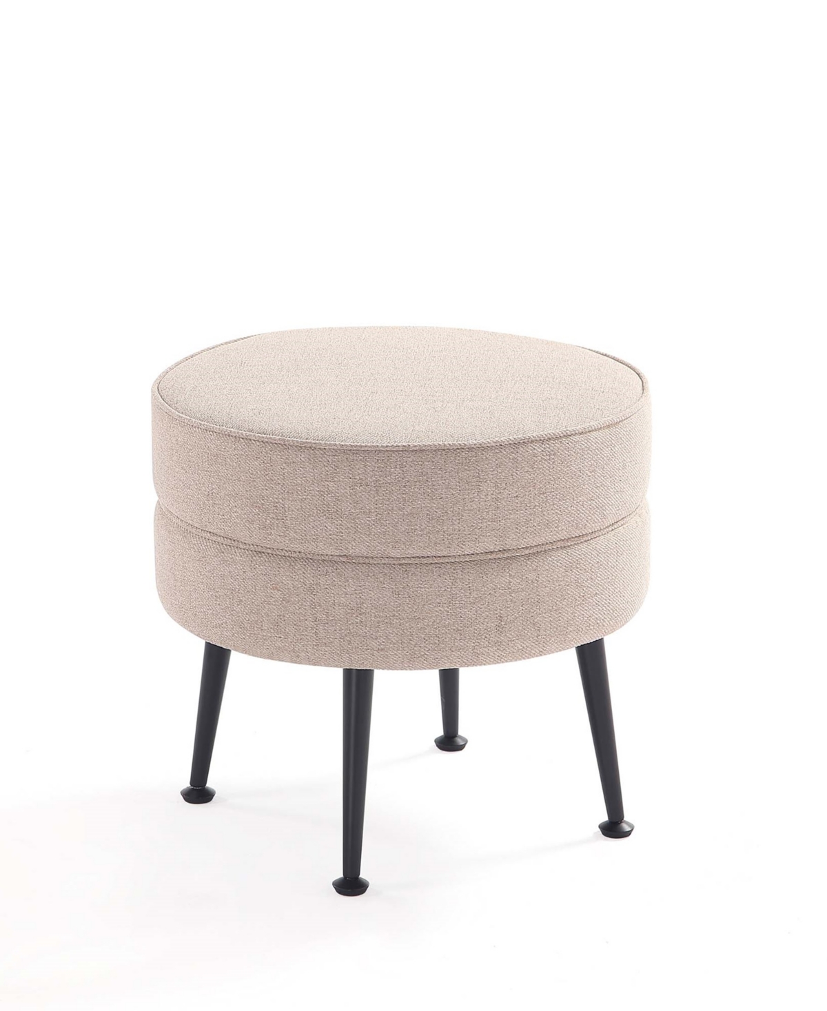 Manhattan Comfort Bailey 18.11" Woven Polyester Blend Upholstered Rubberwood Ottoman In Beige
