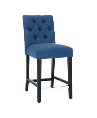 24" Linen Fabric Tufted Counter Stool