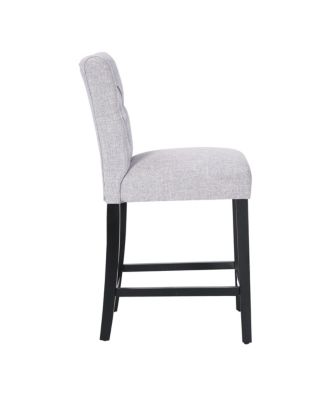 24" Linen Fabric Tufted Counter Stool