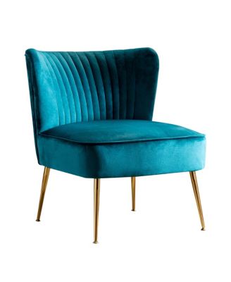 25" Wide  Velvet Upholstered Tufted, Metal Legs Accent Chair