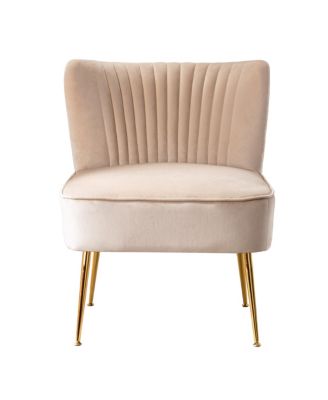 25" Wide  Velvet Upholstered Tufted, Metal Legs Accent Chair