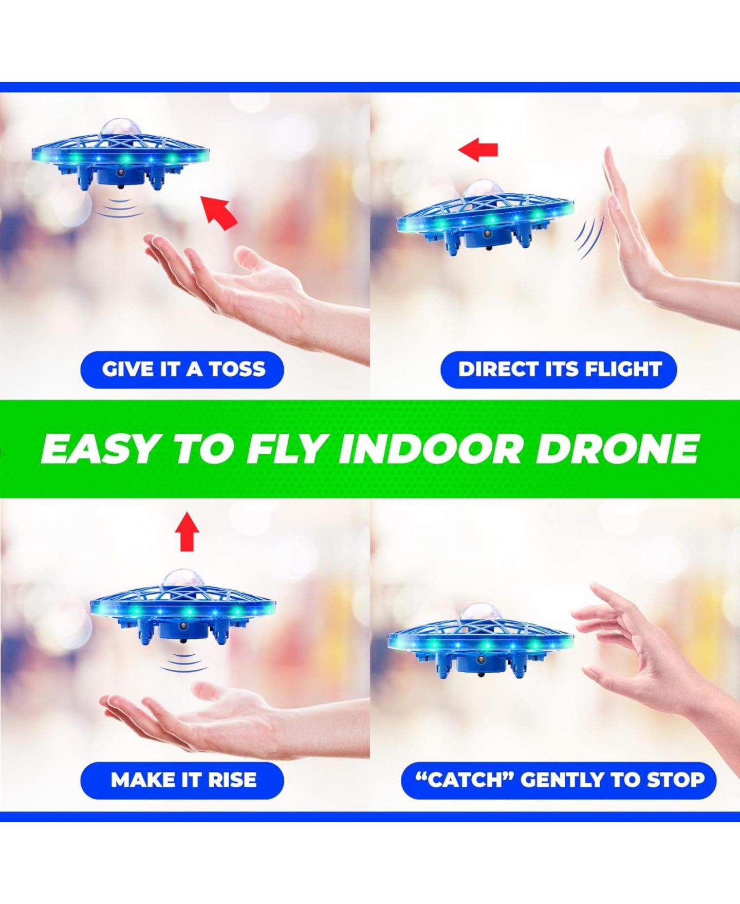 Детская игрушка Force1 Scoot Cosmo Hand-Controlled LED Ufo Drone, цвет: Синий — фото 4
