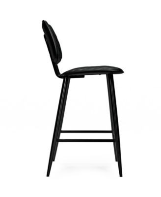 Raya Counter Height Stool (Set of 2) in Black Pu Leather