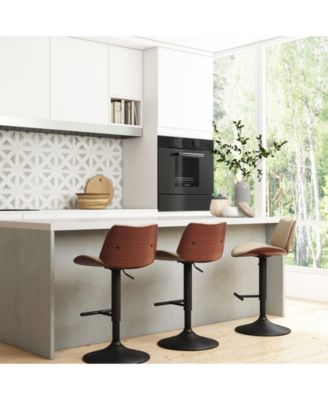 Goulding Adjustable Swivel Bar Stool in Cream Pu Leather