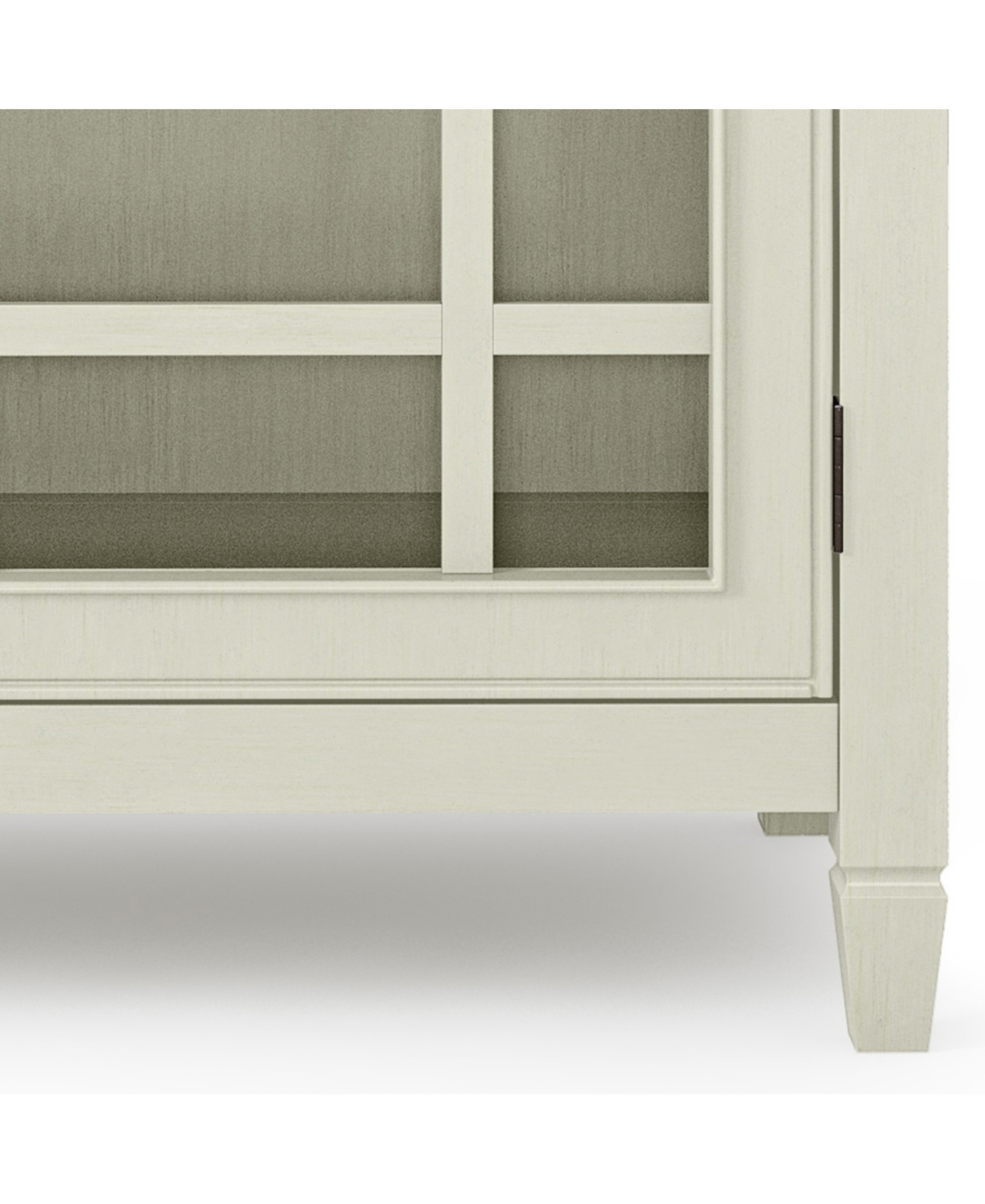 Simpli Home Connaught Solid Wood Low Storage Cabinet In Antique White In Antique White