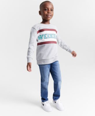 Epic Threads Kids' Big Boys Weekend Graphic Sweatshirt Slim Fit Lexington Jeans Created For Macys In Gray