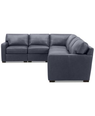 Radley 101" 5-Pc. Leather Square Corner L Shape Modular Sectional