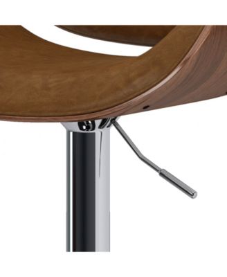 Marana Bentwood Adjustable Swivel Bar Stool in Deep Tan Pu Leather