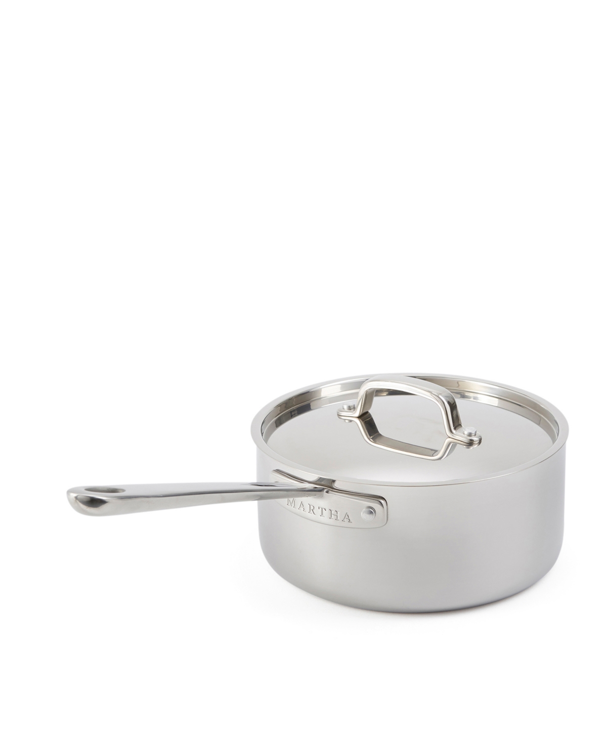 Martha Stewart Collection Stainless Steel 3 Qt Low Saucepan With Lid In Metallic