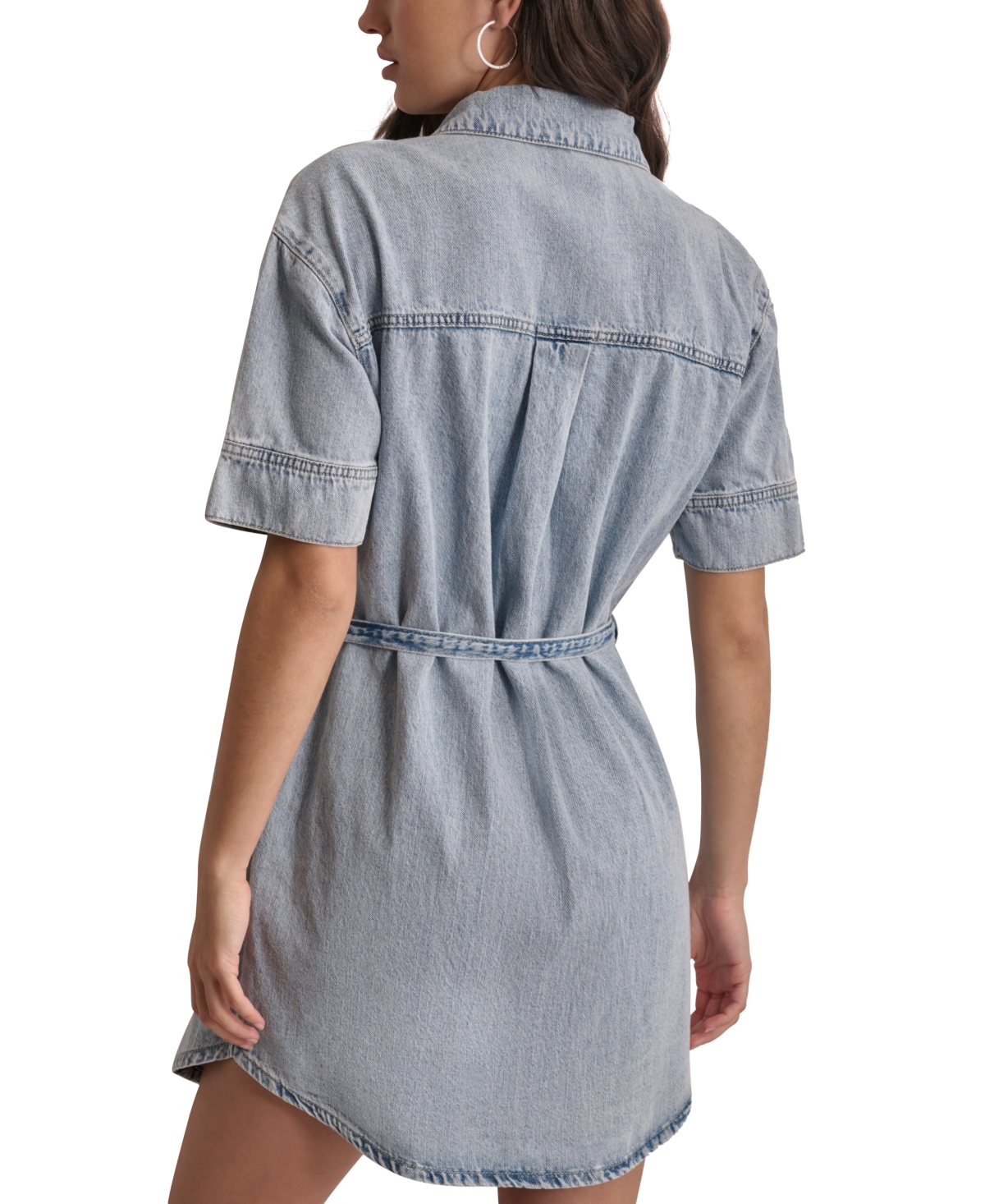 DKNY JEANS WOMEN'S DENIM SELF BELTED SHIRTDRESS 