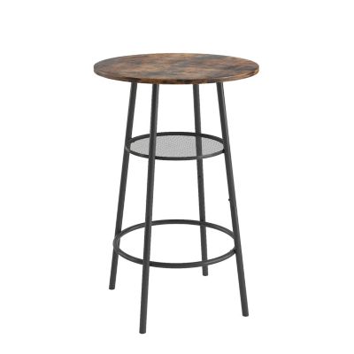 Bar Table, Equipped With 2 Bar Stools, With Backrest and Partition